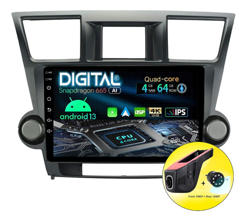 Radio Pantalla Android Toyota Highlander Jbl Y Audio Básico