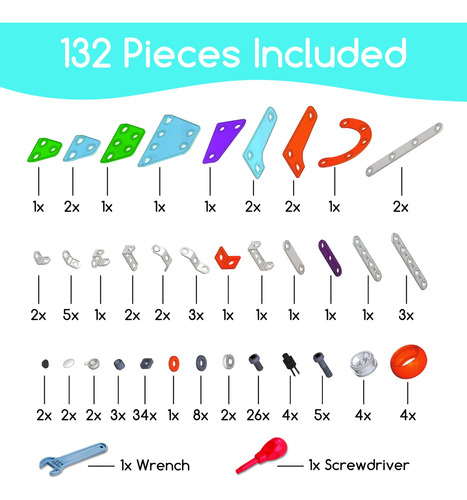 Juego De Erector Para Niños 132 Piezas Vehículos 3d 0 Versión Del Personaje