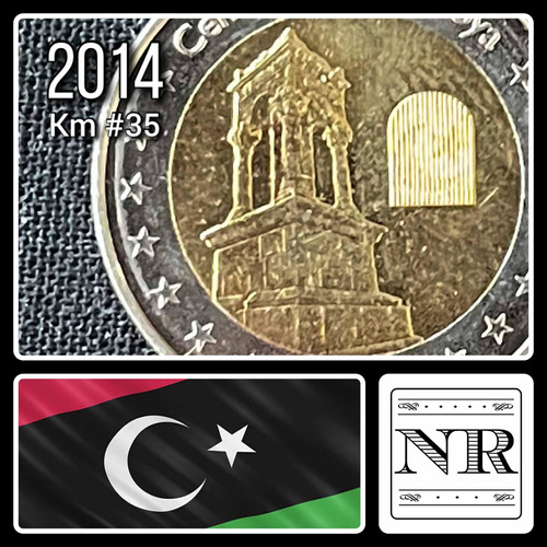 Libia - 1/2 Dinar - Año 2014 - Bimetálica - Km #35