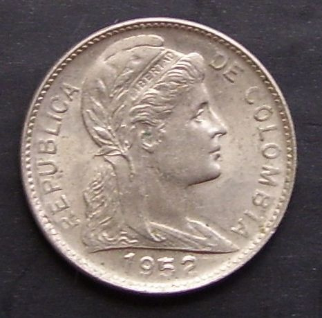 Error !! 1952 Moneda Colombia 1 Centavo Fecha Remarcada