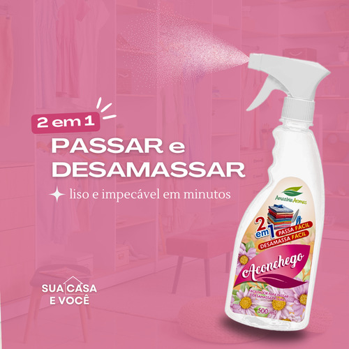 Passa E Desamassa Fácil 2em1 Tecidos Roupa Perfume Aconchego