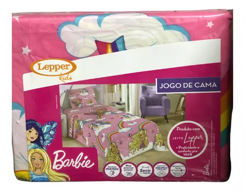 Jogo De Cama Solteiro Microfibra 3 Peças Barbie - M Lar