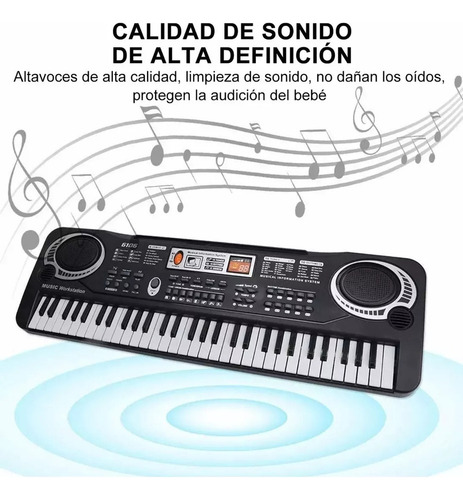 # Piano Electrónico De 61 Teclas Con Micrófono Para Niños