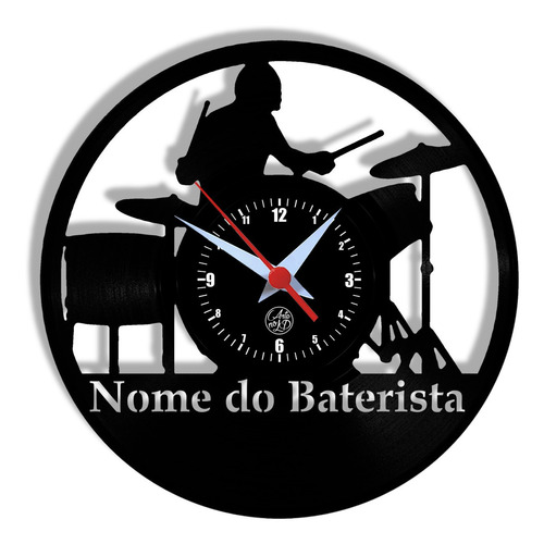 Relógio De Parede Vinil - Baterista Personalização