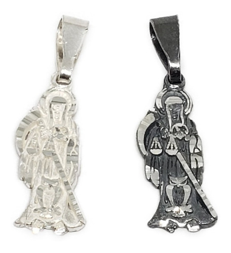 Dije De Santa Muerte 2 Pz De Plata 925 +estuche Sm-2