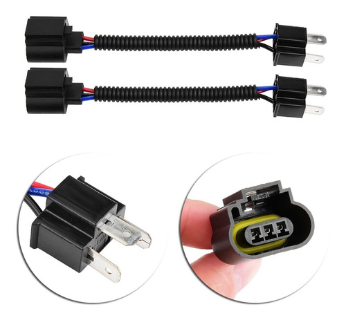 2pcs H4 Macho A H13 Hembra Conector De Alambre De Coleta Del