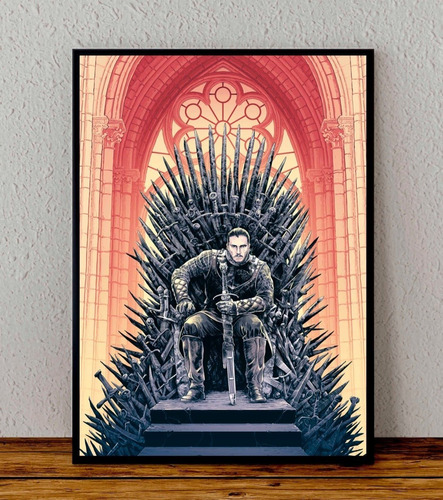 Cuadro 33x48 Poster Enmarcado Jon Snow Game Of Thrones Hbo
