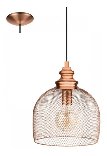 Luminaria Colgante Jaula Grande Cobre Vintage Rejilla