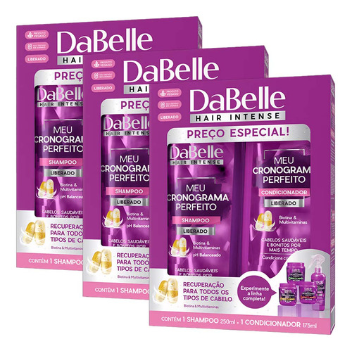 Kit 3 Und Kit Shampoo + Cond Dabelle Meu Cronograma Perfeito