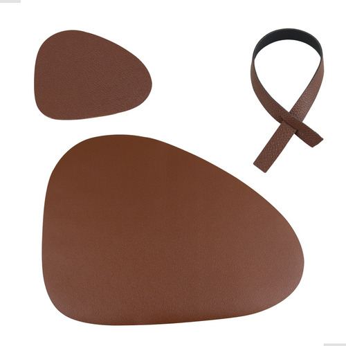 Kit 6 Peças Jogo De Mesa Americano Sousplat Mesa Posta Cor Preto/Marrom Lisa
