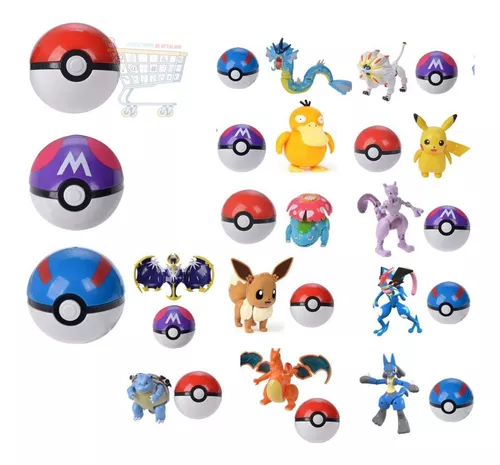 Kit Pokemon Articulado E Pokebola Brinquedo Montar Crianças