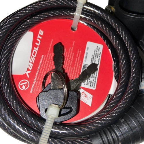 Imagem 2 de 3 de Cadeado Absolute Espiral Com Chave 1.5mx6mm Preto - Isp