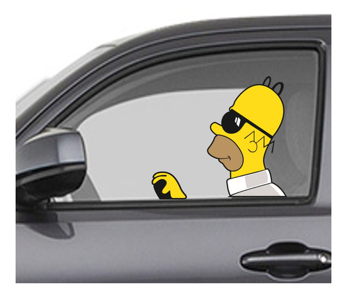 Sticker Calcas Homero Conduciendo Auto P/ Cristales Auto H1