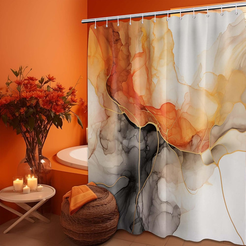 Modren - Cortina De Ducha Abstracta De Mármol, Para Decoraci