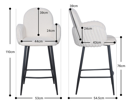 Set 2 Banco Para Barra Desayunadora Para Cocina Taburete Bar Laqueado Blanco