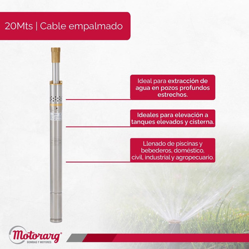 Imagen 3 de 12 de Bomba Sumergible Pozo Motorarg Bmt 200m Eleva 40mts Altura
