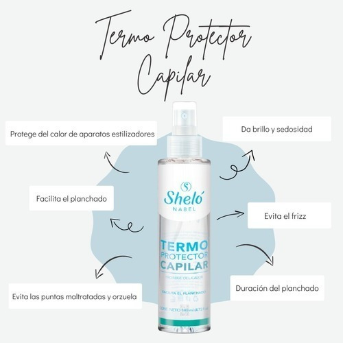 Imagen 2 de 10 de Termoprotector Cabello Shelo Nabel 140 Ml Facil Planchado