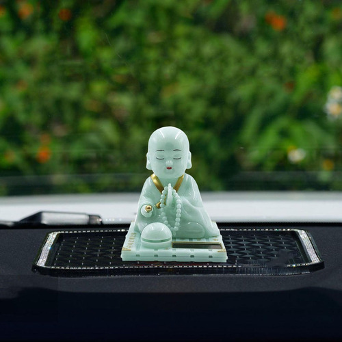 Figura De Monje Pequeño, Juguete Solar Divertido S Verde