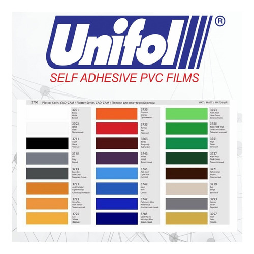 Vinilo Adhesivo Unifol Mate Serie 3700 X 0,61