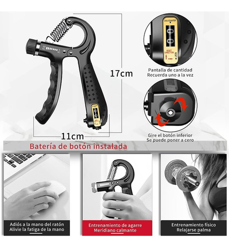 Imagen 2 de 9 de Apretón De mano conjunto ajustable agarre Ejercitador Set