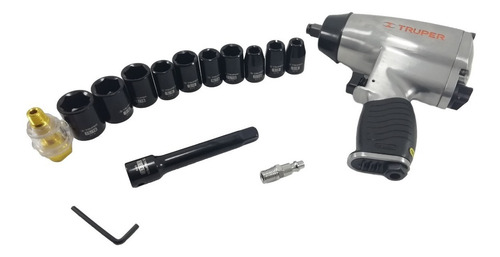 Pistola Neumática De Impacto Cuadrante De 1/2 + Copas Truper