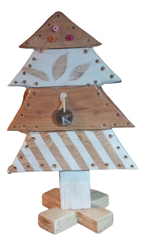 Árbol En Madera Nórdico De Navidad, Rústico Artesanal. Kapaw