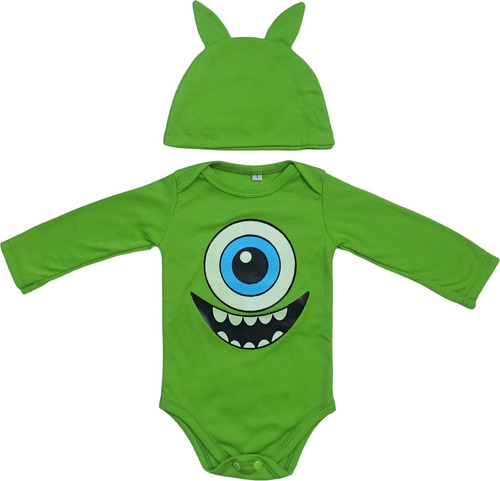 Mameluco Disfraz Bebe Body Enterizo + Gorro Mike Wazowski