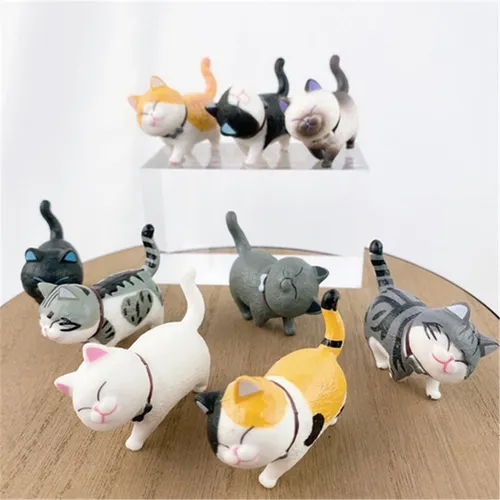 A 9 Piezas De Pvc Gatos Figurines Escritorio Mesa Gatito