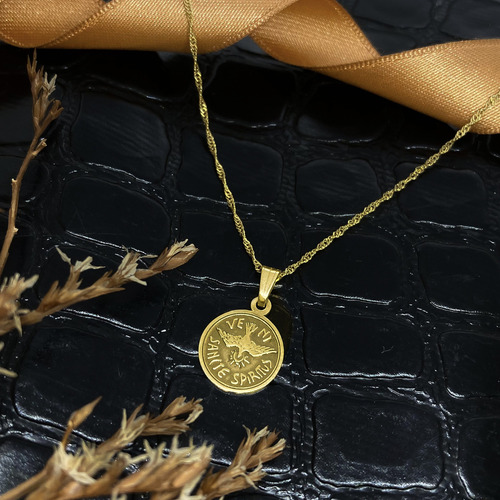 Cadena Y Dije Espiritu Santo Trinidad Chiquito Oro 18k Amarillo 50 Cm