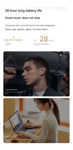 Auriculares Bluetooth Con Reducción De Ruido, Larga Duración