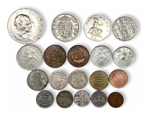Wow Set De 19monedas Antiguas De Inglaterra Años 1969-2001
