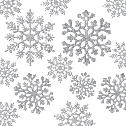 36 Adorno Copo Nieve Navidad Plastico Purpurina Para Arbol