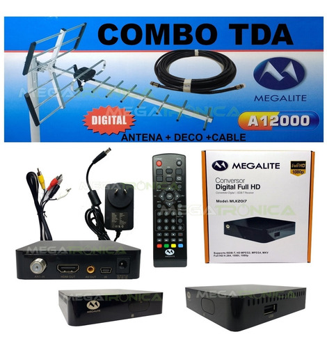 Combo Decodificador Tda Hd + Antena Yagi + 10mts Cable Promo