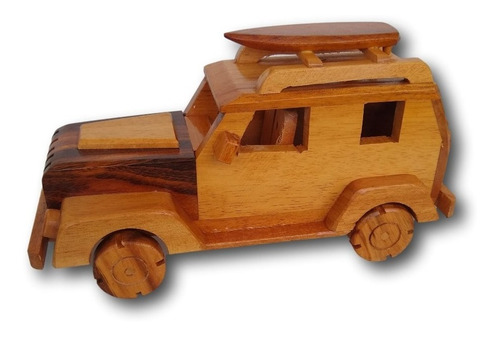 Carrinho Jeep De Madeira Miniatura Decoração Ref. 0687