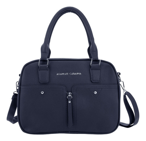 Cartera Pu Beverly Agarrate Catalina Azul Liso Níquel Azul