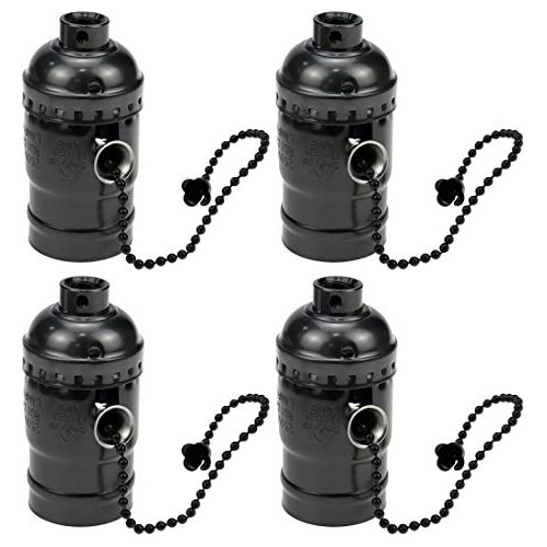 4 Pack Vintage Light Socket With Pull Chain,standard Me...