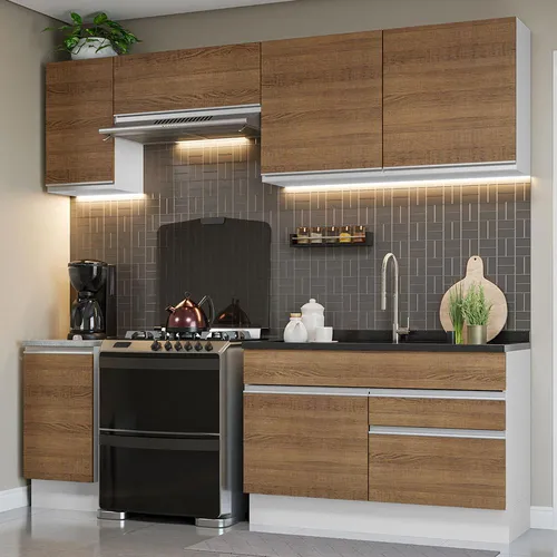 comprar Mueble De Cocina Integral Madesa Glamy 240cm Blanco Marrón