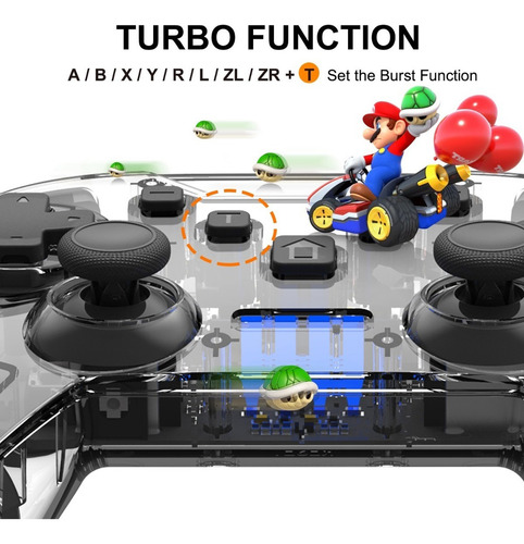 Control Joystick Inalámbrico Transparente Compatible Switch