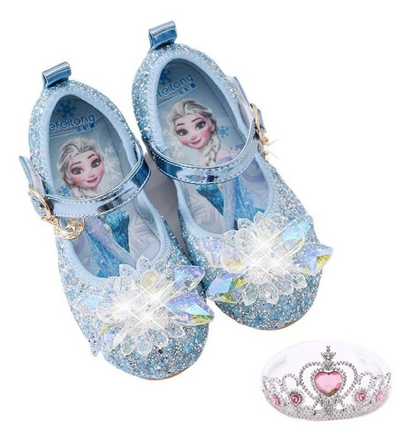 Frozen Elsa Zapatos Princesa Suela Blanda Cristal For Niños