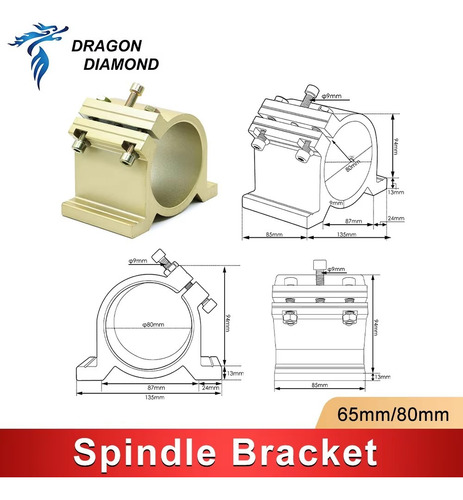 Suporte De Fixação Do Motor Inclinável Dourado De 65 Mm De D