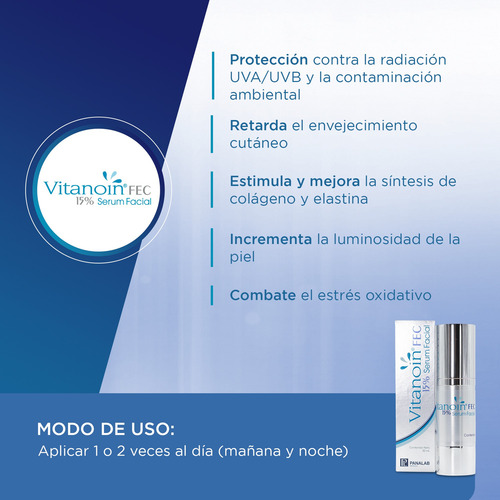 Vitanoin Fec Serum Facial 15% Antiedad Vitamina E Y C 30ml