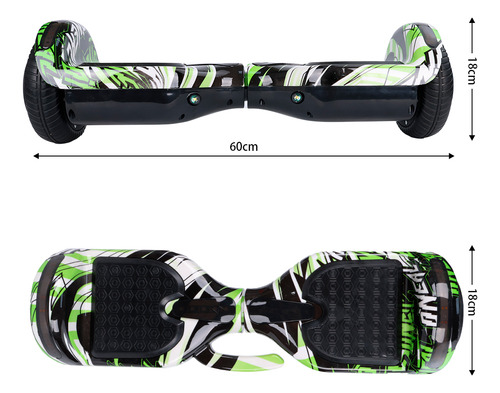 Hoverboard Patineta Eléctrica Bluetooth Luces Led Música Color Verde Modelo 07