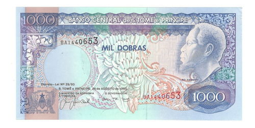 Billete Santo Tomé Y Principe 1000 Dobras (1993) Platanos