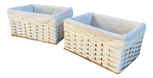 Cajon Canasto Organizador Zuncho 40x30x20 C Funda - Pack X2 Blanco