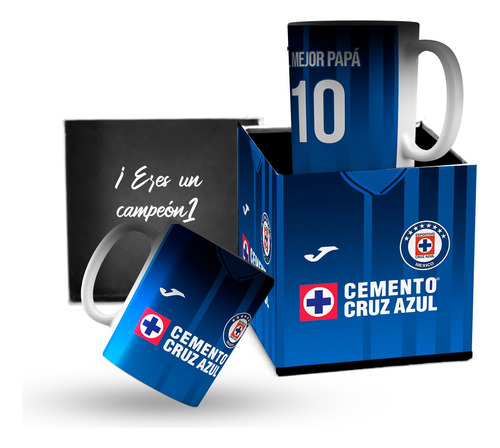 Taza Cruz Azul Regalo De Cumpleaños Para Hombre Caja Madera