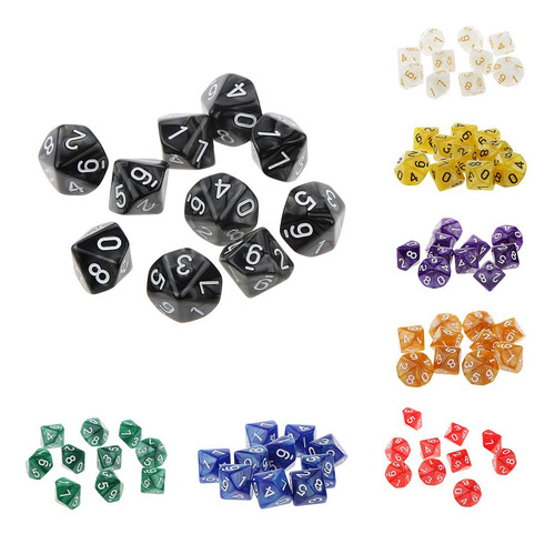 4x10 Uds Dados Caras D10 Jugando D&d Rpg Juegos De