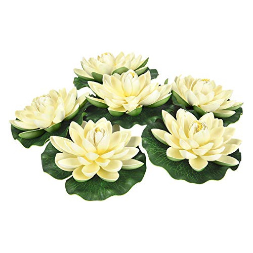 Flores De Loto De Espuma Artificial Flotante, 6 Piezas,...