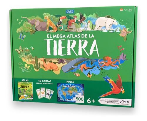 El Mega Atlas De La Tierra Puzzle 500 Pzas + Libro + Cartas