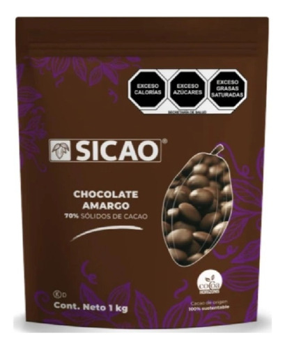 Chocolate Amargo 70% Cacao Sicao 1kg Callebaut Reposteria