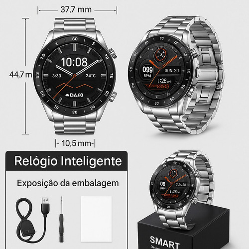 Relógios Inteligente Prata Smartwatches Resistente Bluetooth Prata Prata Prata